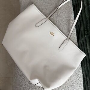 Coach White Tote Bag with Gold Accents